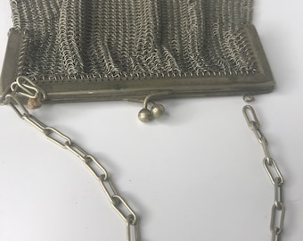 French antique mesh purse silver victorian
