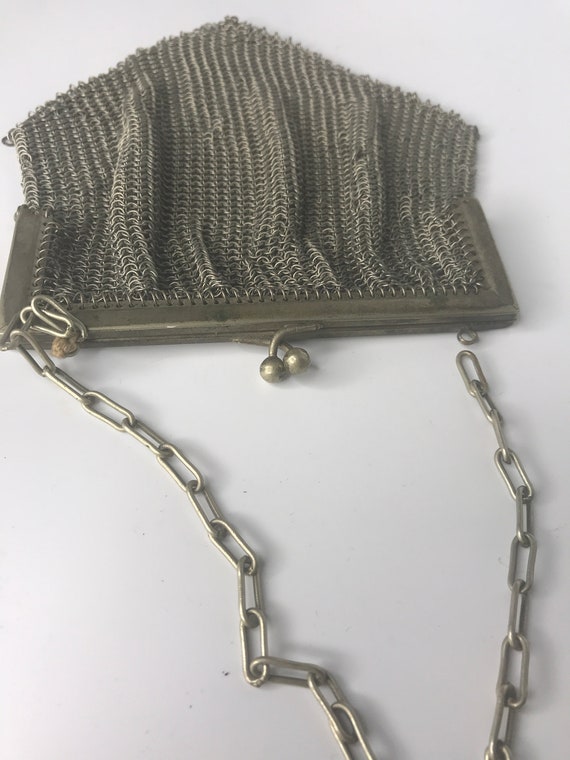 French antique mesh purse silver victorian - image 1