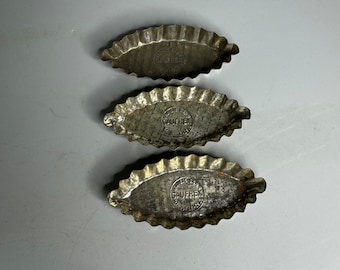 French vintage set of 3 pie dish aluminum Gaufrex miniature baking pan