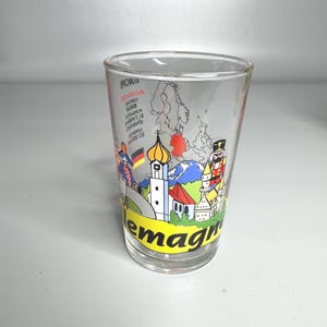 French vintage glass cup Europe Germany - Amora collectible Berlin souvenir cartoon design