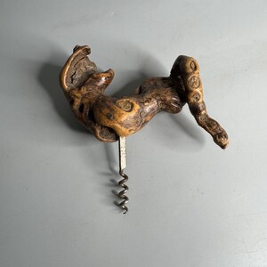 French vintage wooden corkscrew bottle opener