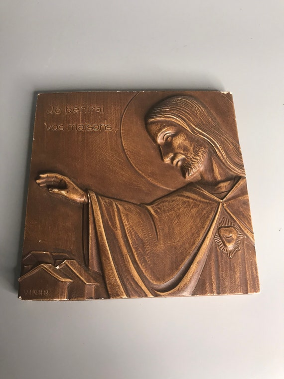 French Vintage Plaster Religious Wall Hanging Decoration 