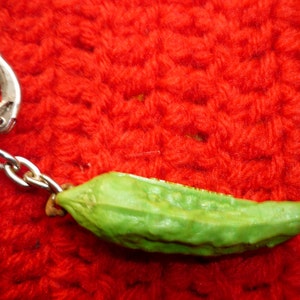 French vintage key chain holder advertising key holder Condiments Coop  mi-century porte clef car key chain green pepper collectible pickle