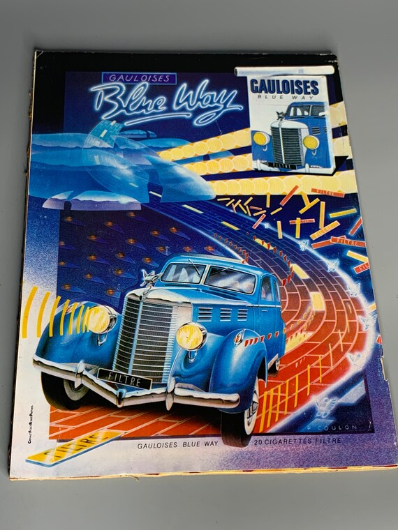 French Vintage Poster Advertising Gauloises Blue Way Cigarettes