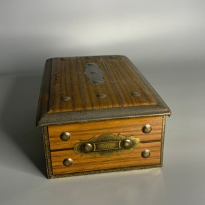 French vintage metal box knick knack tin can box chest design