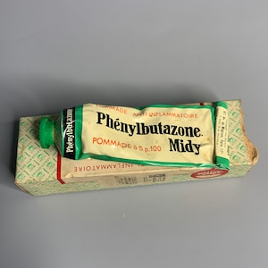 Caja de medicina vintage francesa Caja de cartón Phenylbutazone Midy