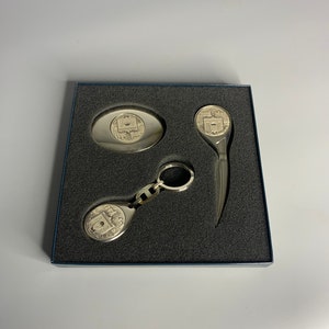 Francés vintage Chalons en Champagne llavero de recuerdo pisapapeles abridor de cartas artículos accesorios de escritorio en estuche original