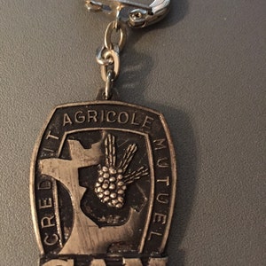 Vintage French key chain holder advertising insurance  bank C. A .M  porte clef bank assurance  car accessories mi-century kitsch key old