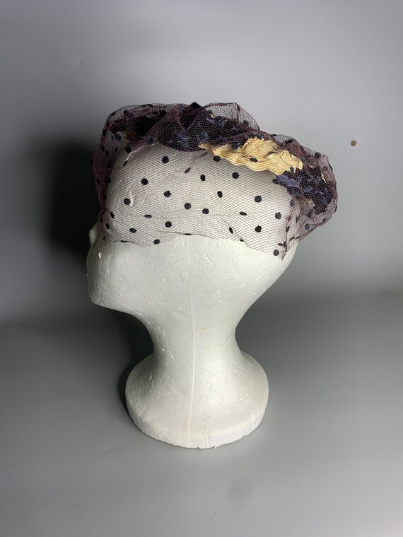 French vintage hat with veil lace late 40's early… - image 5