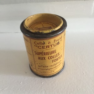 french vintage tin can  metal container glue advertising Certus boite ancienne en metal