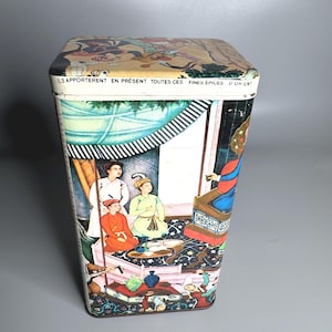French vintage empty tin can box Berty Paris - collectible spices metal box