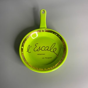 French rare vintage ceramic pottery pan wall hanging L&#39;escale Aeroport Le Touquet
