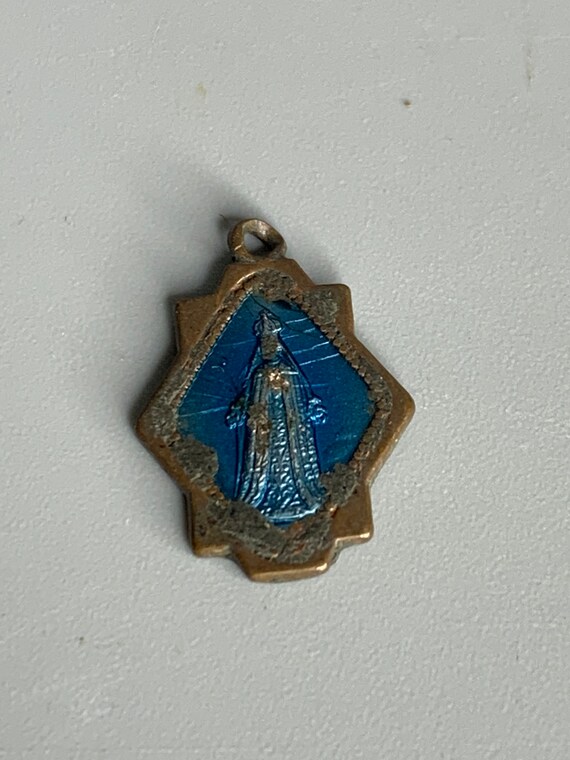 French vintage pendant  medal jewelry religious - image 2