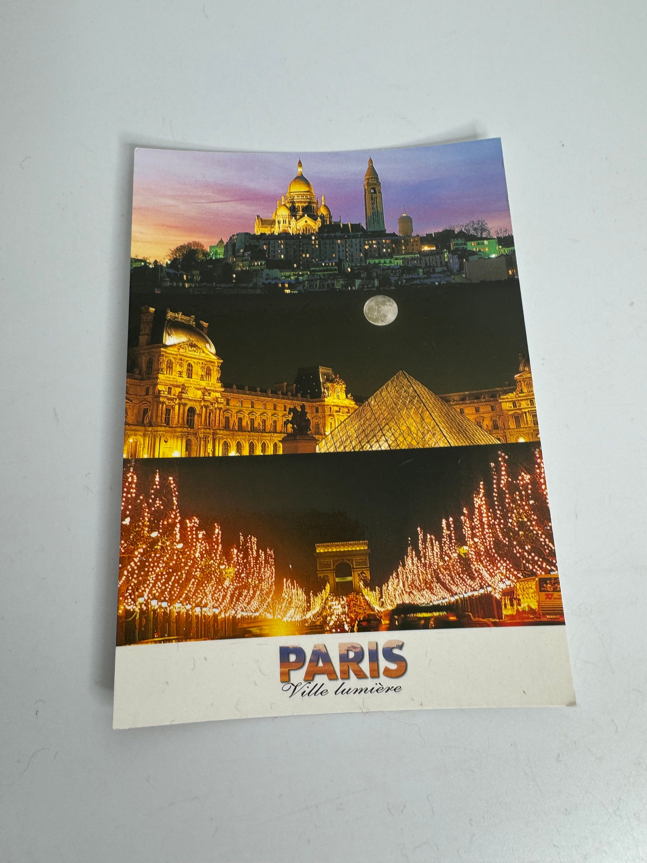 French vintage Paris souvenir postcard ville lumiere  lighting town