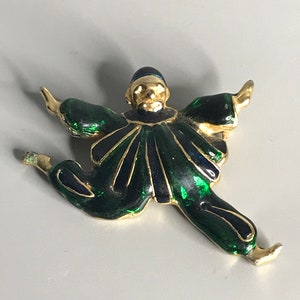 French vintage lapel pin brooch clown design with gold color metal jewelry