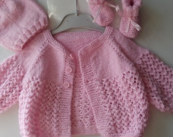 Baby Sweater, Hat And Booties