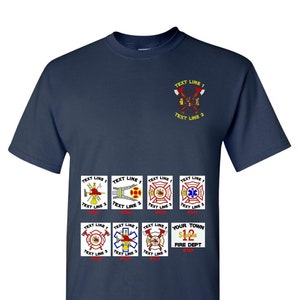 Firefighter Rescue Custom Tee Embroidered Choose from 8 Designs Med-5X
