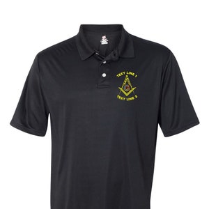 Polo in poliestere traspirante con ricamo Mason / Masonic Lodge Square & Compass #089-S0100