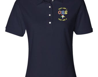 OES Eastern Star Embroidered Ladies Polo Shirt  #1059