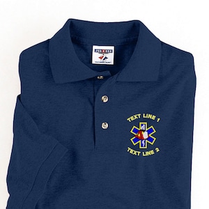 Firefighter EMS Star of Life Rescue Helmet Embroidered Polo Shirt  #113