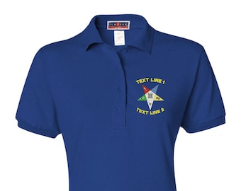 Eastern Star Embroidered OES Ladies Polo Shirt  #797-437W