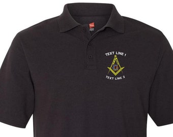 Mason / Masonic Lodge Square & Compass Embroidered Polo Shirt  #089