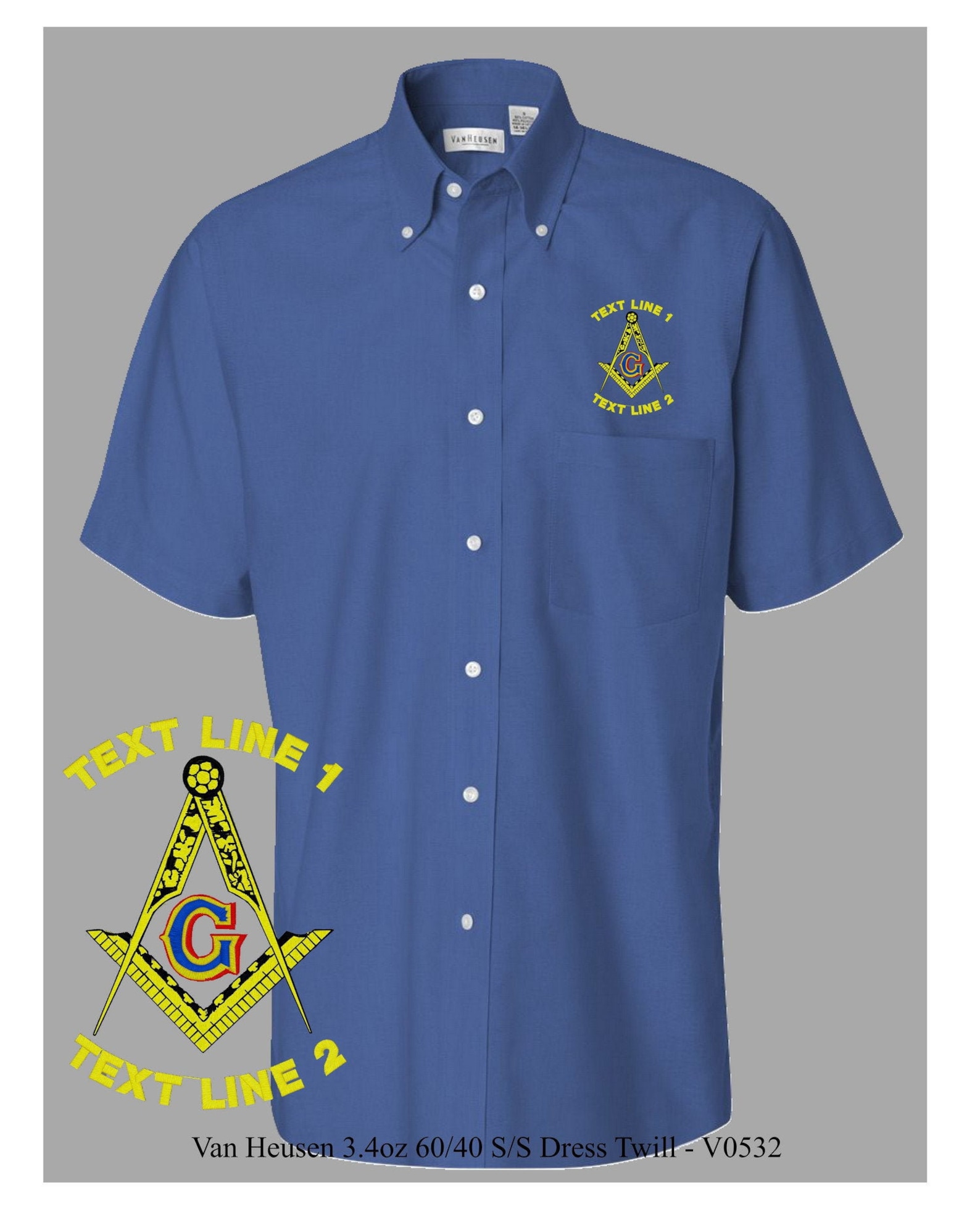 Masonic / Mason / Blue Lodge Embroidered Twill Dress Shirt S/S | Etsy