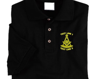 Past Master Mason / Masonic Lodge Square & Compass Embroidered Polo Shirt  #734