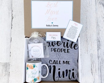 Mimi Gift Box - Mommom Gift Set - Mimi Shirt, Mug and Bracelet Set in Gift Box with Note - Customizable