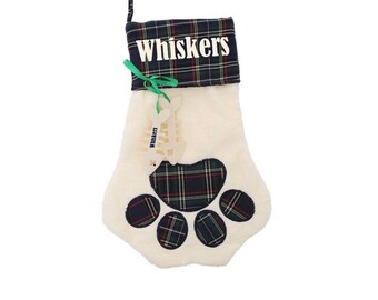 Cat Stockings - Pet Christmas Stockings - Personalized Cat Stockings - Paw Print Shaped