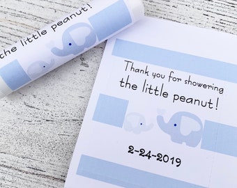 Baby Shower Chapstick Labels Only / Chapstick Favors / Showering this little peanut / Elephant Favors