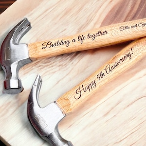 Engraved Hammer - Wood Anniversary - Building a Life Together - Personalized Hammer