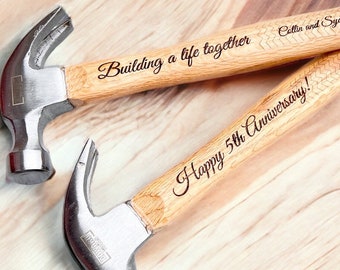 Engraved Hammer - Wood Anniversary - Building a Life Together - Personalized Hammer
