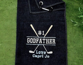 Personalized Godfather Golf Towel: Embroidered Microfiber Golf Gift