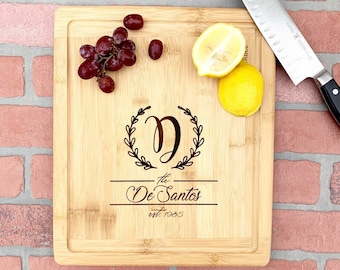 Wood Engraved Custom Cutting Board - Anniversary or Wedding Gift - Personalized Cutting with Name and Date