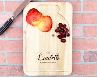 Wood Engraved Custom Cutting Board - Anniversary or Wedding Gift - Personalized Cutting with Name and Date