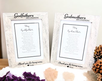 Godparents Engraved Frames -Set of 2 - Laser Engraved  Personalized Wooden Frame - Godparent Blessings - Thank you for being my Godparents