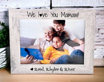 Mamaw Engraved Frame - Laser Engraved  Personalized Wooden Frame - Child Name Engraved