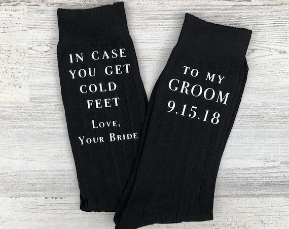 Sole Mates - Babe, In Case You Get Cold Feet Customizable Socks for the Wedding Day - Groom Gift from Bride - Funny Groom Gift