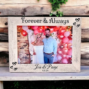 Always and Forever Engaged or Married Frame - Bridal Shower Gift Engraved Personalized Wooden Frame - wedding gift