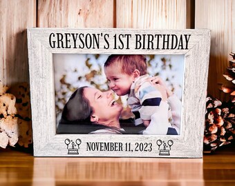 Engraved First Birthday Frame: Personalized Wooden Keepsake