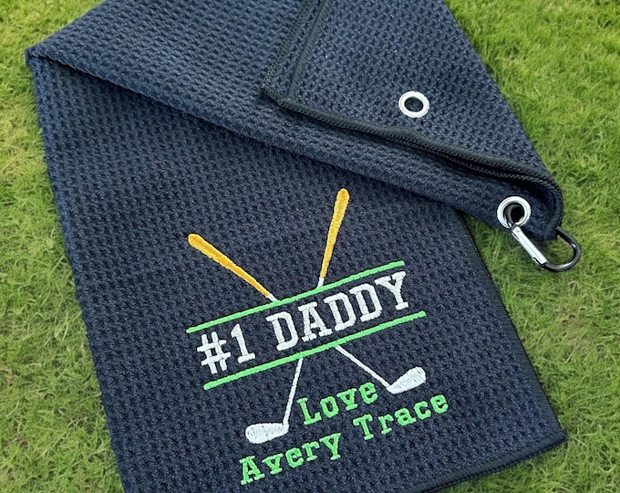 Featured listing image: Golf Towel - Personalized Embroidered Golf Towel - Father Golf Towel - Gift for Dad
