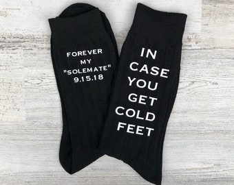 Sole Mates - Babe, In Case You Get Cold Feet Customizable Socks for the Wedding Day - Groom Gift from Bride - Funny Groom Gift