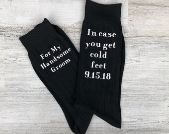 Sole Mates - Babe, In Case You Get Cold Feet Customizable Socks for the Wedding Day - Groom Gift from Bride - Funny Groom Gift