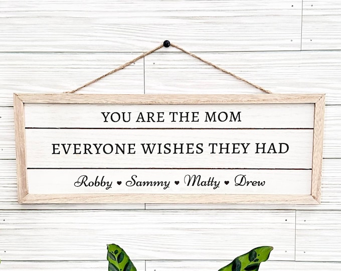 Featured listing image: Mother's Day Engraved Wooden Sign - You are the Mom everyone wishes they had -Personalized with children names