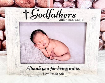 Godfather Engraved Frame - Laser Engraved  Personalized Godfather Wooden Frame - Godfather Blessings - Thank you for being my Godfather