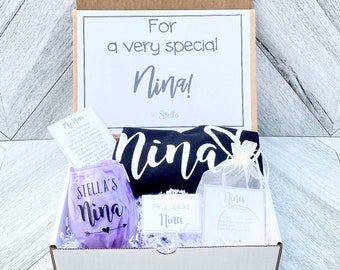 Nina Gift - Nina Special Gift Box - Nina Tank and Wine Glass Gift Box - Personalized Nina Gift - Will you be My Nina Box