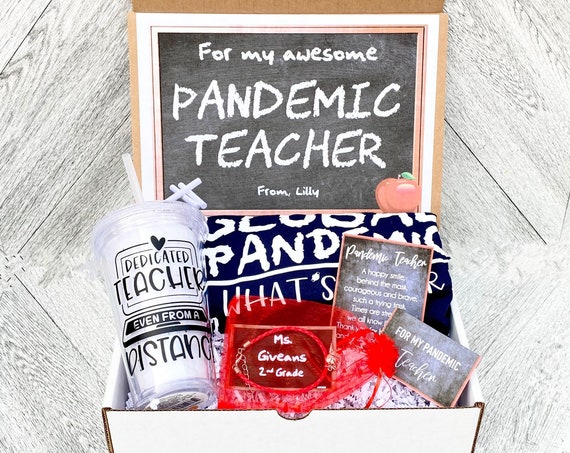 Pandemic Teacher gift Box - Personalized Teacher Gift Box - Quarantine Teacher Gift Set with Shirt, Teacher Tumbler, and/or Bracelet