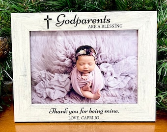 Godparents Engraved Frame - Laser Engraved  Personalized Godparents Wooden Frame - Godparent Blessings - Thank you for being my Godparents