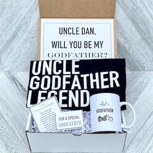Caja de regalo personalizada de El Padrino: camiseta y taza del tío Legend